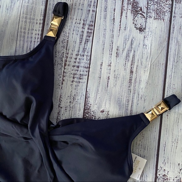 Michael Kors Navy Underwire Tankini with Gold Hardware Swim - Picture 2 of 5